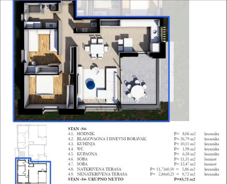 Novo stanovanje v urbani vili, center Labina