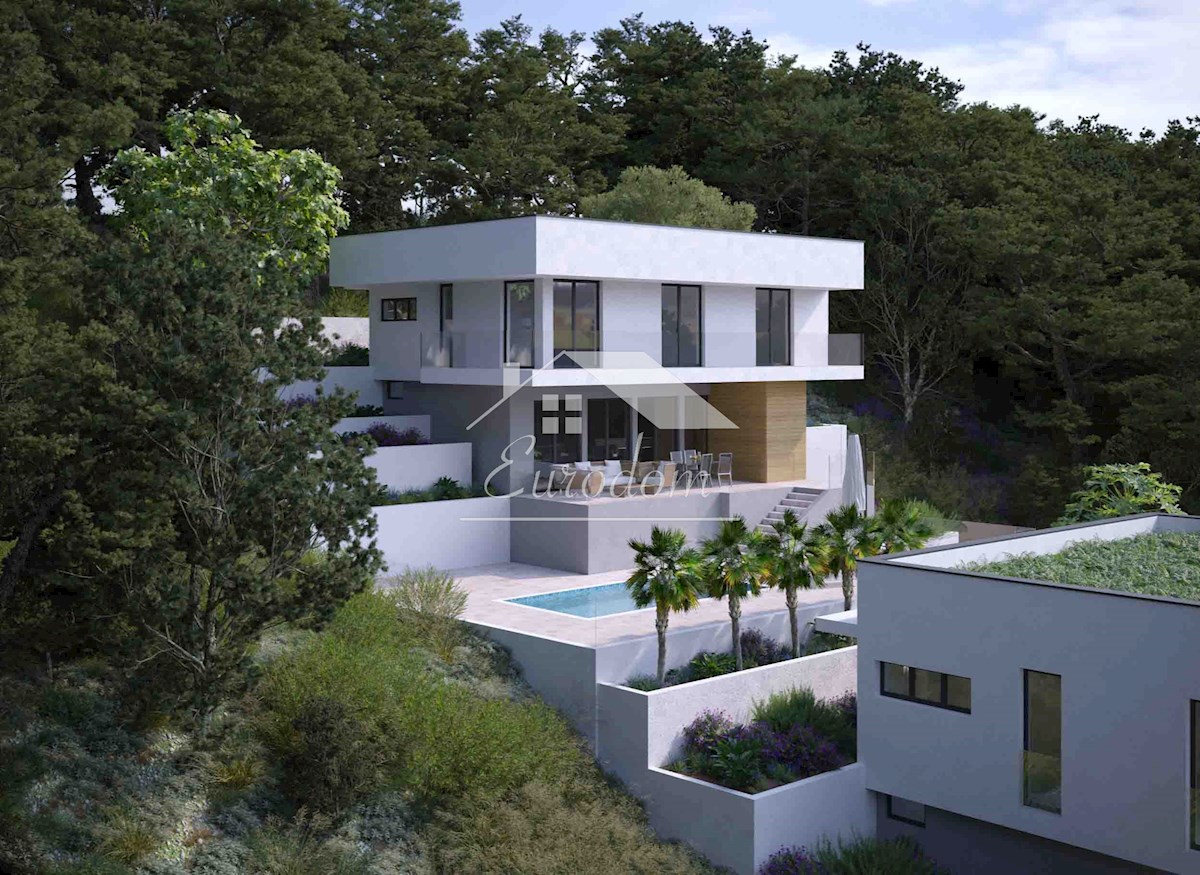 NOVIGRAD (ZADAR) – GRAJENO ZEMLJIŠČE S PROJEKTOM ZA 3 VILE S BAZENI, 100 M OD MORJA