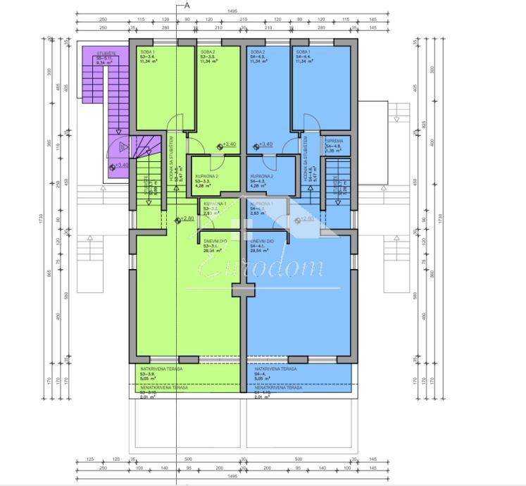 Stanovanje Mandre, Kolan, 129,70m2