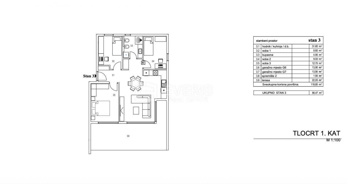 Kantrida, Rijeka, 87m2