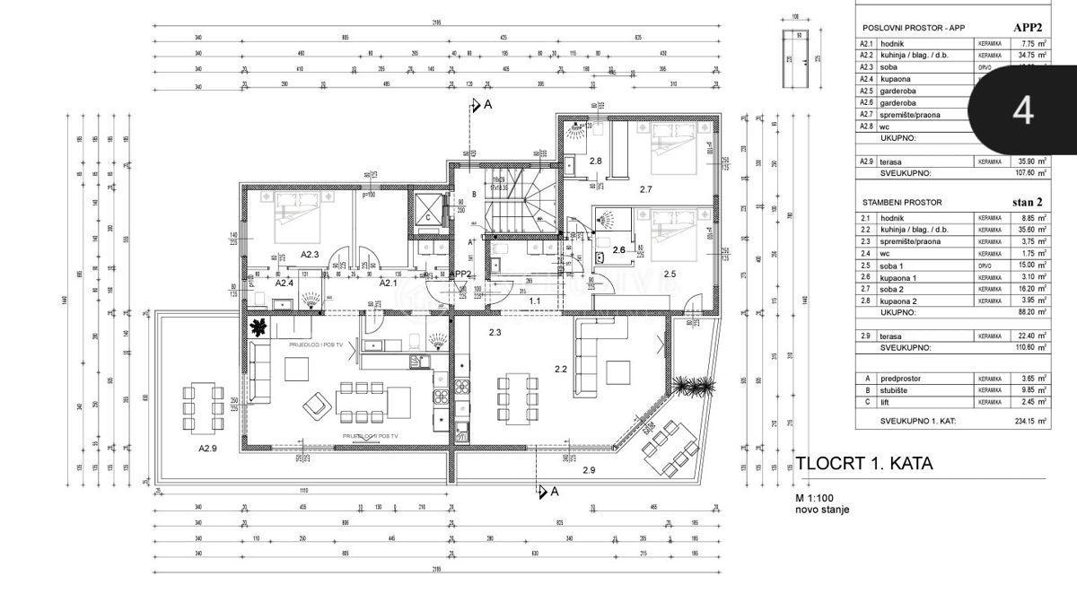 Stanovanje Opatija - Centar, Opatija, 119,65m2