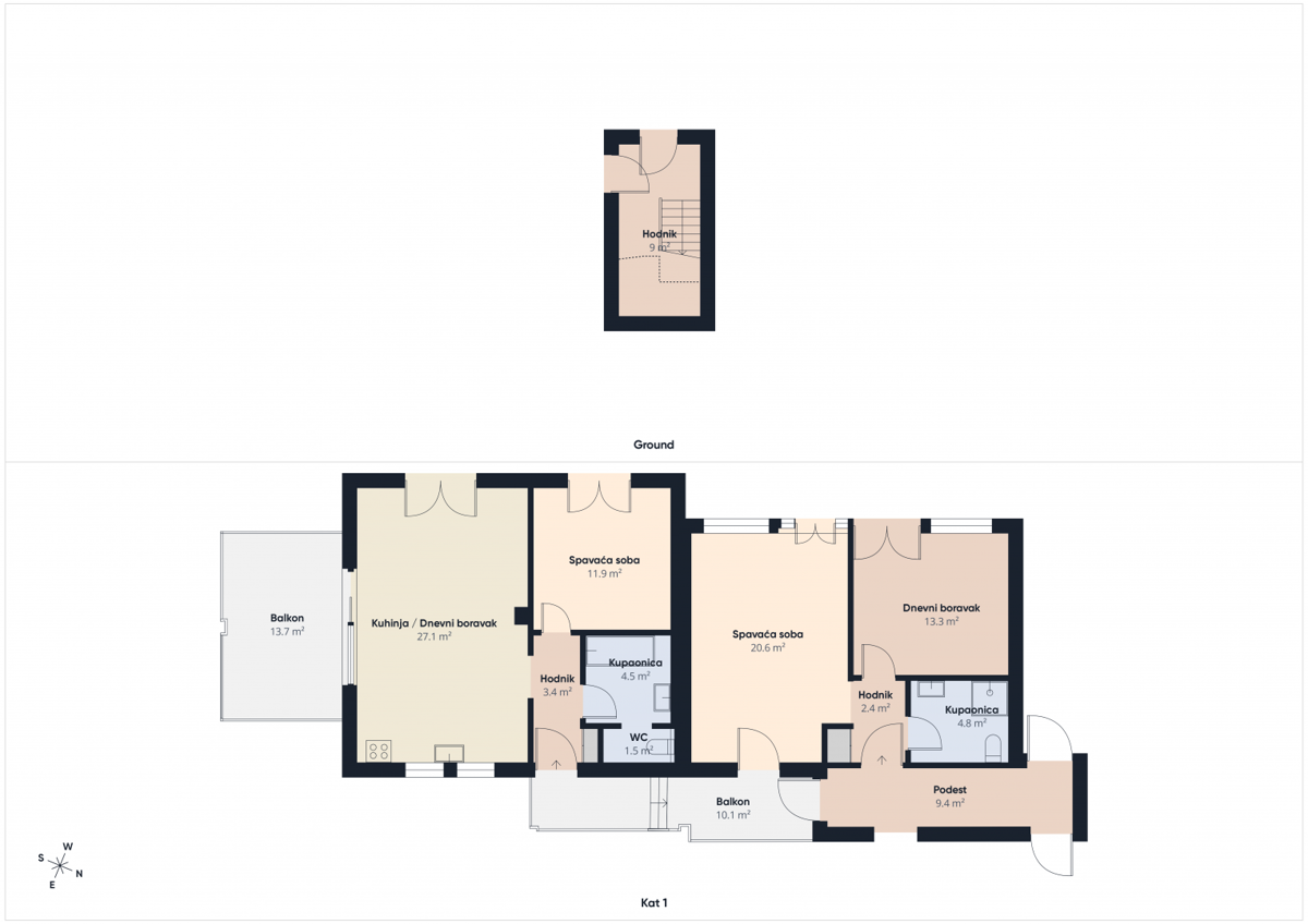 Vabriga - prostorno stanovanje 113 m2, 1. nadstropje
