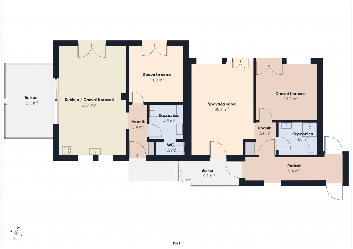 Vabriga - prostorno stanovanje 113 m2, 1. nadstropje