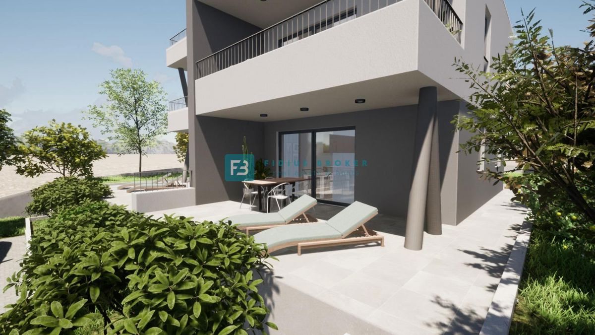 VODICE, novogradnja, dvoetažno stanovanje, pogled na morje, strešna terasa