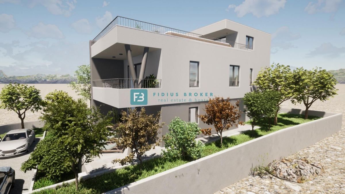 VODICE, novogradnja, dvoetažno stanovanje, pogled na morje, strešna terasa