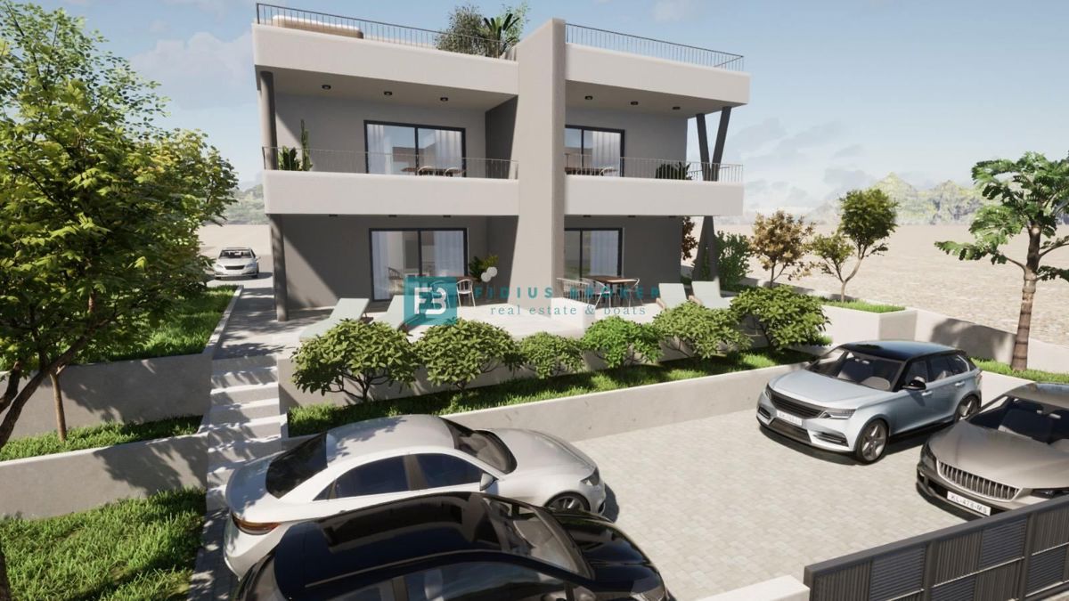 VODICE, novogradnja, dvoetažno stanovanje, pogled na morje, strešna terasa