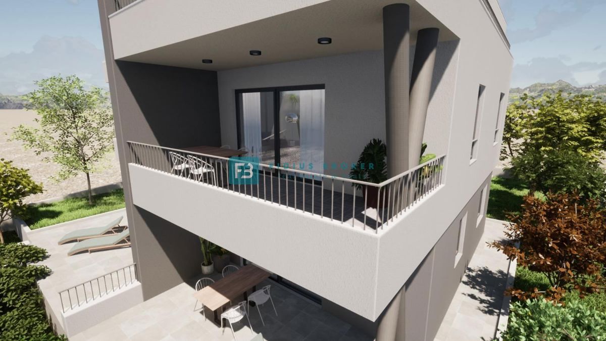 VODICE, novogradnja, dvoetažno stanovanje, pogled na morje, strešna terasa