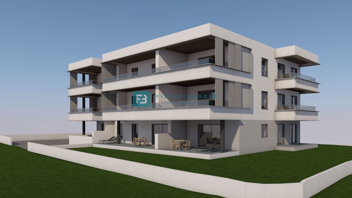 VODICE, novogradnja, 2. nadstropje, pogled na morje, 2 spalnici