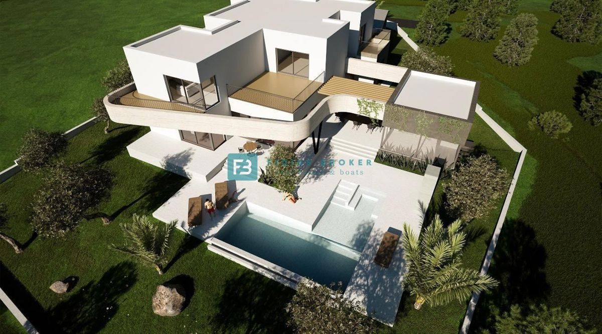 VODICE, nova, moderna atraktivna vila, bazen, savna, garaža, Roh-Bau faza