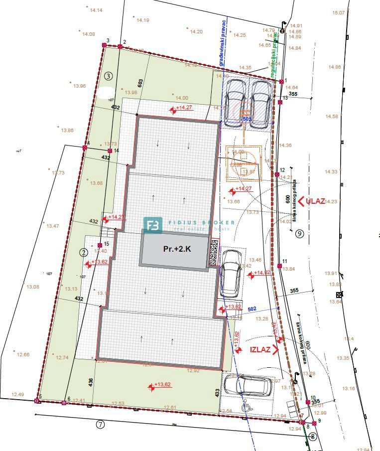 VODICE, novo, 2. nadstropje + strešna terasa, 450 m od plaže, pogled na morje, garaža, shramba