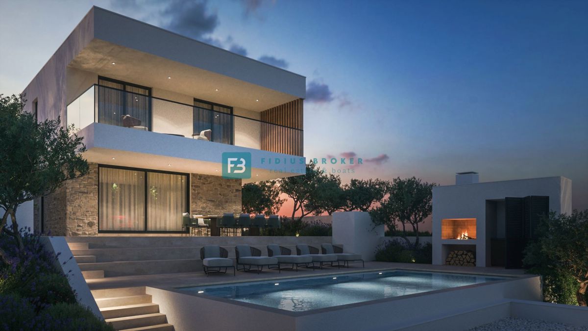 ŽABORIĆ, nova, luksuzno opremljena vila, panoramski razgled, 150 m od morja, bazen, garaža