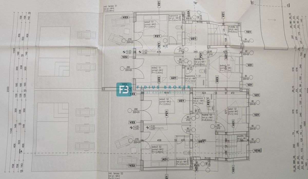TRIBUNJ, nova, dvojček, panoramski pogled na morje, bazen