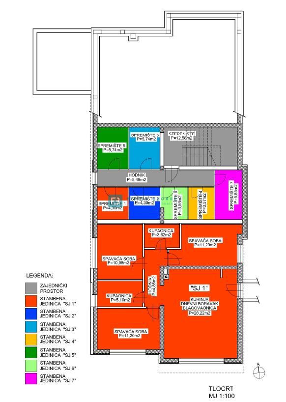 VODICE, novo, moderno opremljeno stanovanje, 600 m do plaže, vrt 155 m2, 3 spalnice, shramba