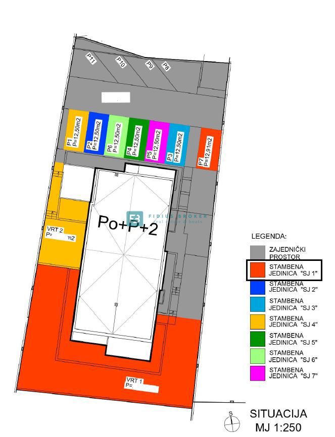 VODICE, novo, moderno opremljeno stanovanje, 600 m do plaže, vrt 155 m2, 3 spalnice, shramba