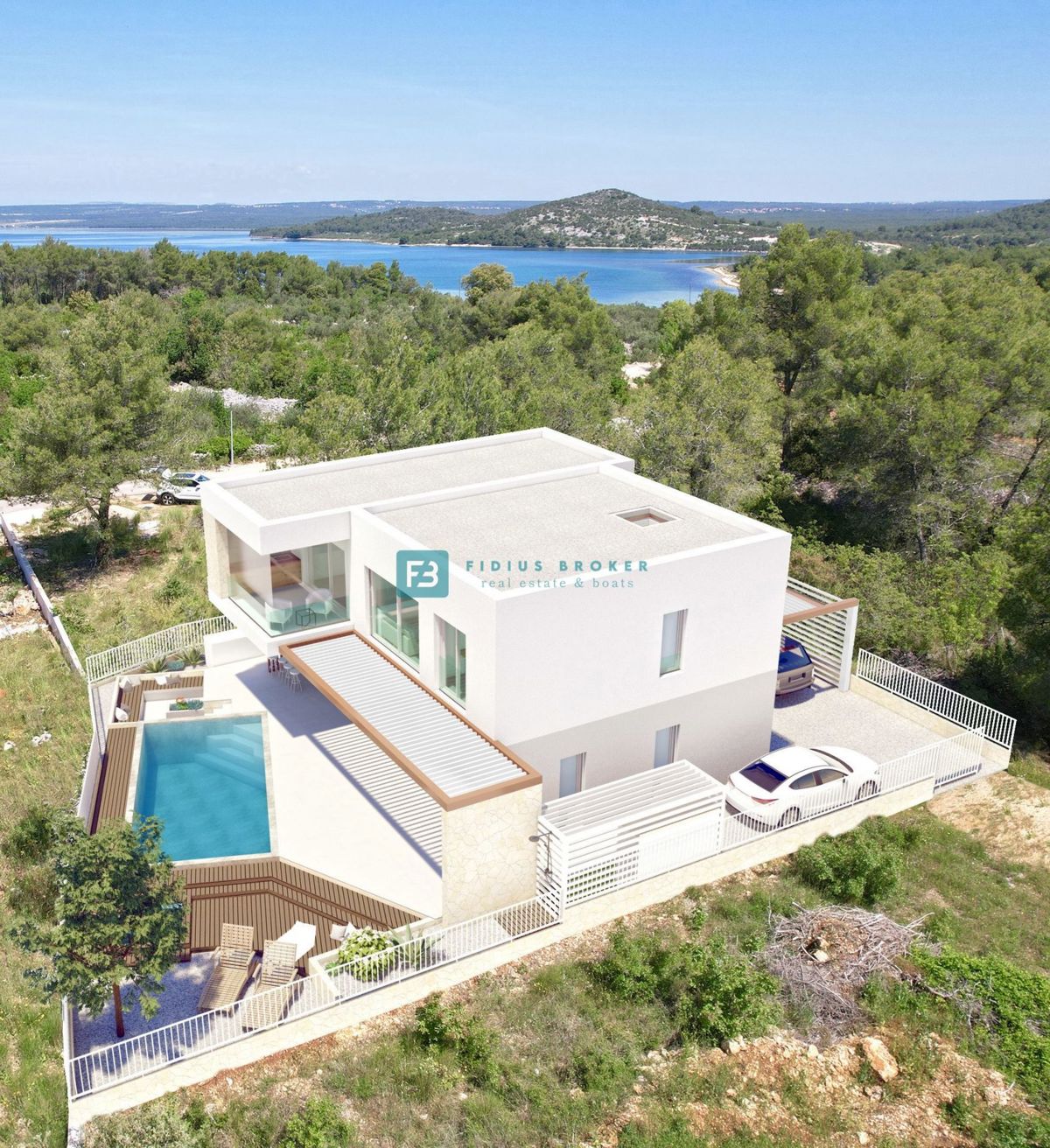 ŠIBENIK BILICE, nova luksuzna vila z 2 ločenima apartmajema, 400 m od morja