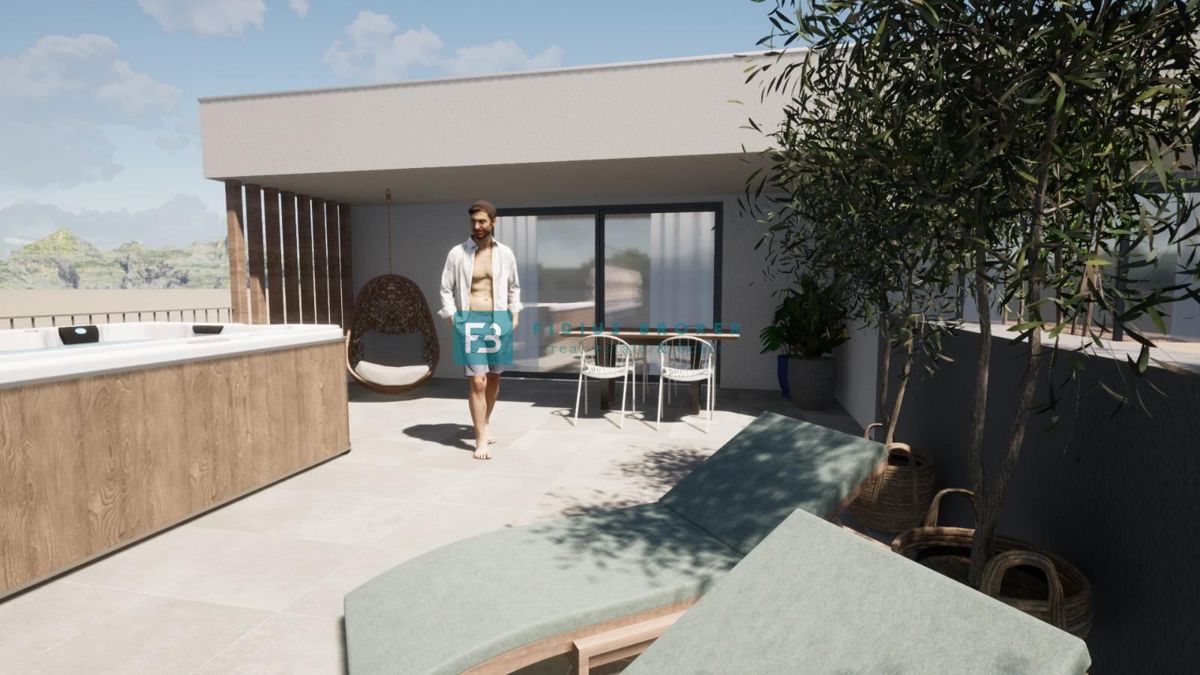 VODICE, novogradnja, pritličje, vrt 60 m2, 2 spalnice