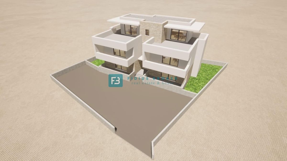VODICE, novogradnja, moderno stanovanje, pogled na morje, strešna terasa