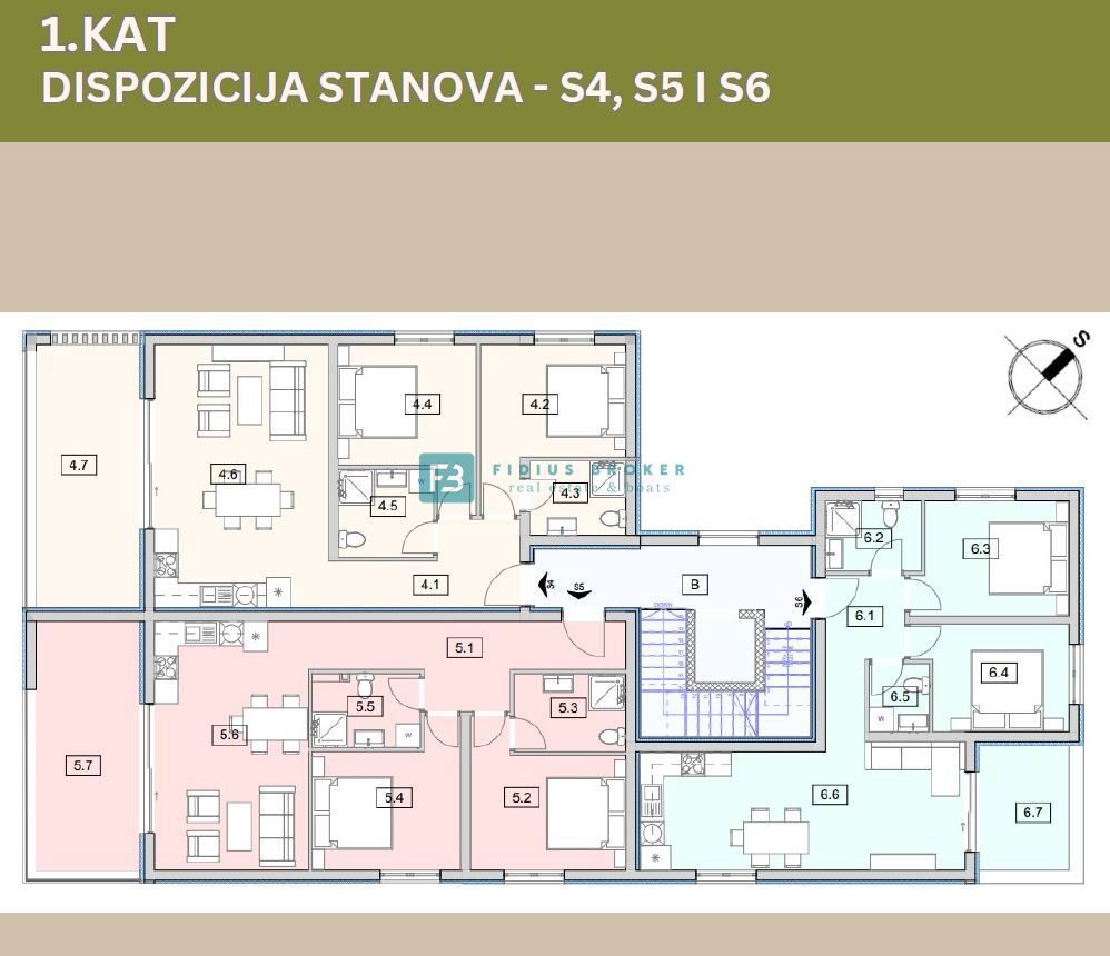 VODICE - SRIMA, vrhunska lokacija, 80 m od morja, 1. nadstropje, pogled na morje, dvigalo