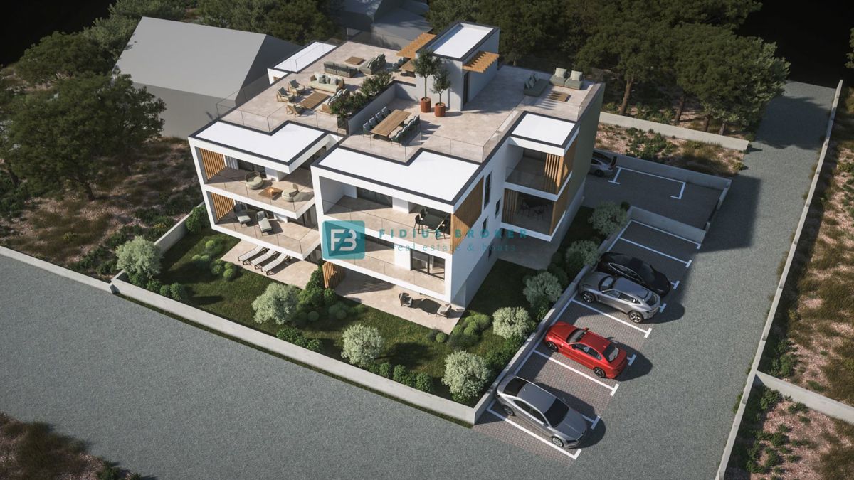 VODICE, novogradnja, pritličje, moderno stanovanje, 650 m do plaže