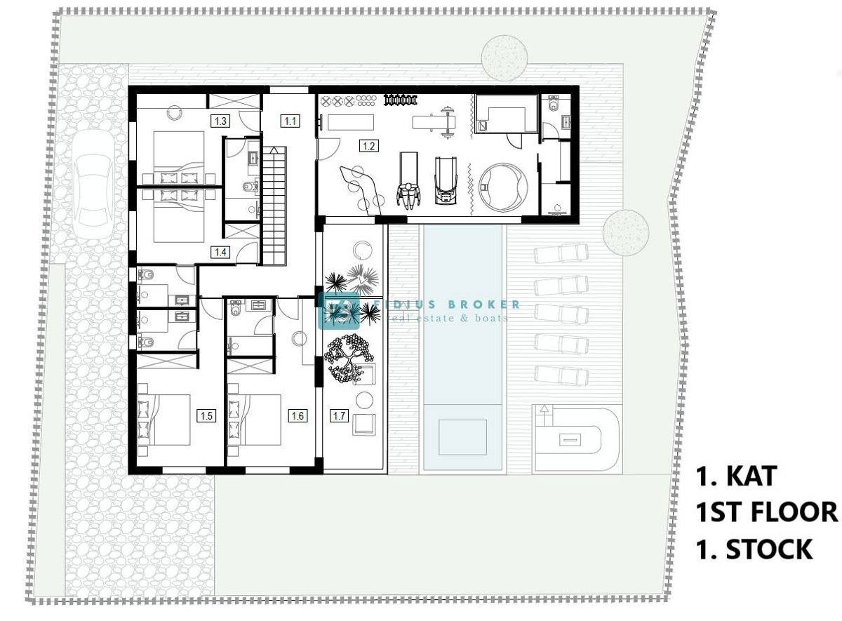 VODICE, nova, luksuzno opremljena vila, bazen, garaža, wellness, telovadnica, razgled