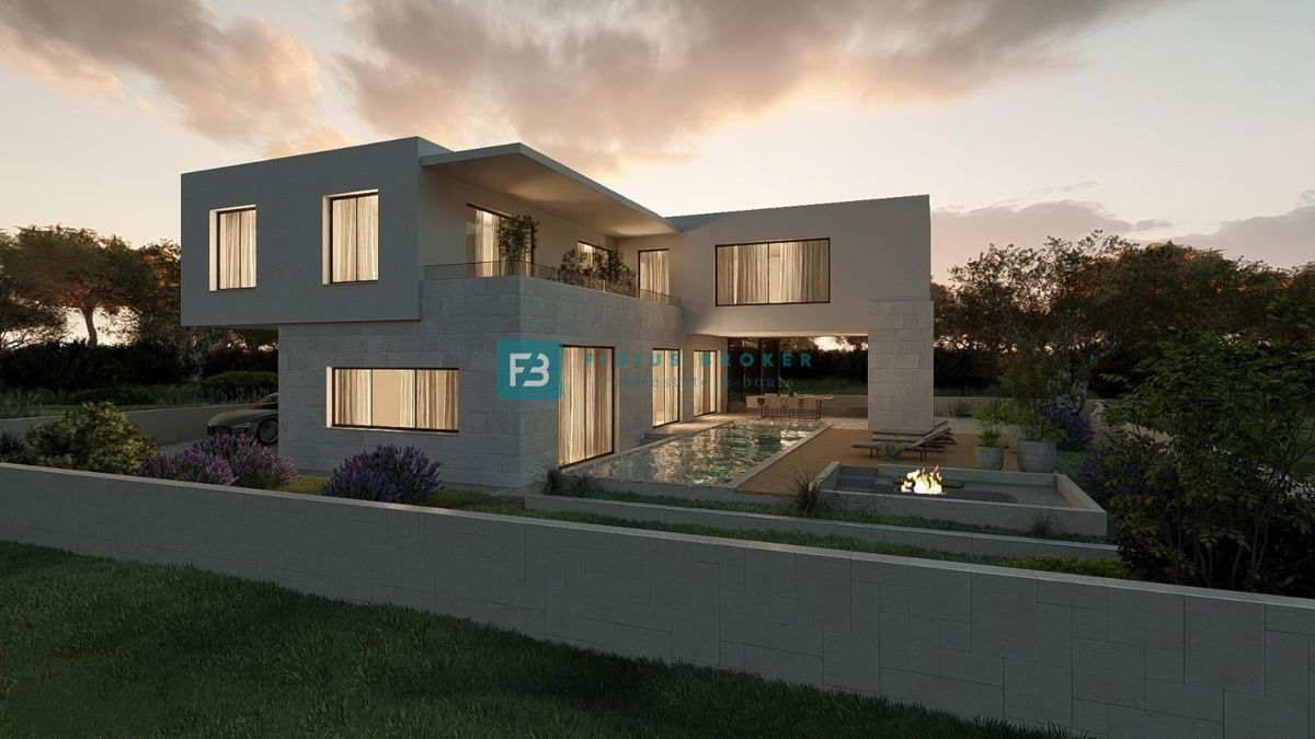 VODICE, nova, luksuzno opremljena vila, bazen, garaža, wellness, telovadnica, razgled