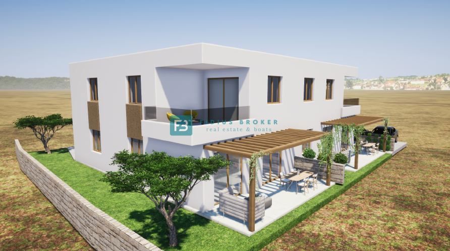 VODICE, nov projekt, dupleks stanovanje, vrt 86 m2, 4 spalnice, shramba