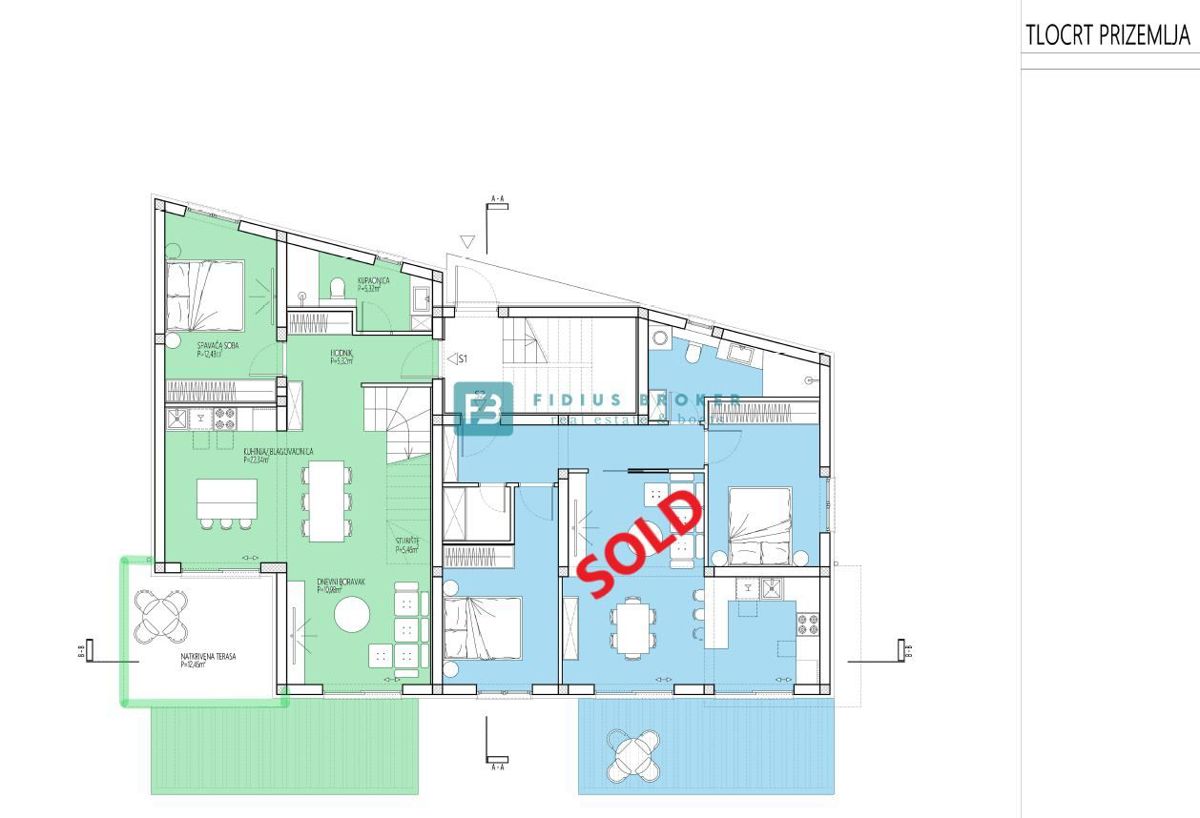 VODICE, nov projekt, dupleks stanovanje, vrt 86 m2, 4 spalnice, shramba