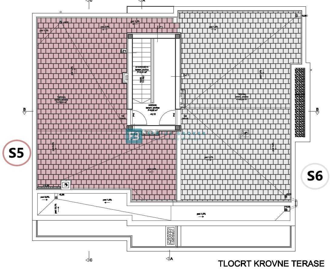 VODICE, novo, 1. nadstropje, 2 spalnici, 650 m do plaže, terasa