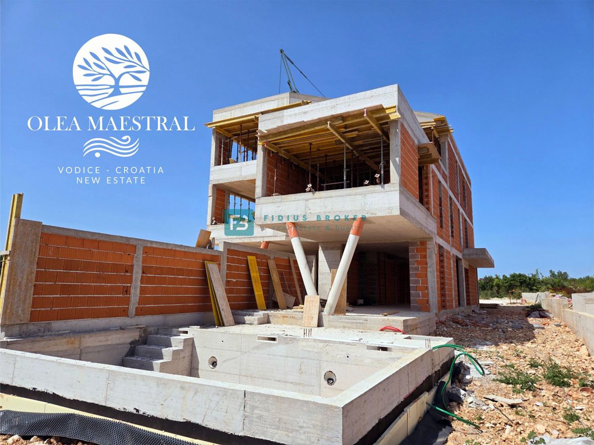 VODICE, novogradnja, penthouse, 2. nadstropje, pogled na morje, 3 ss
