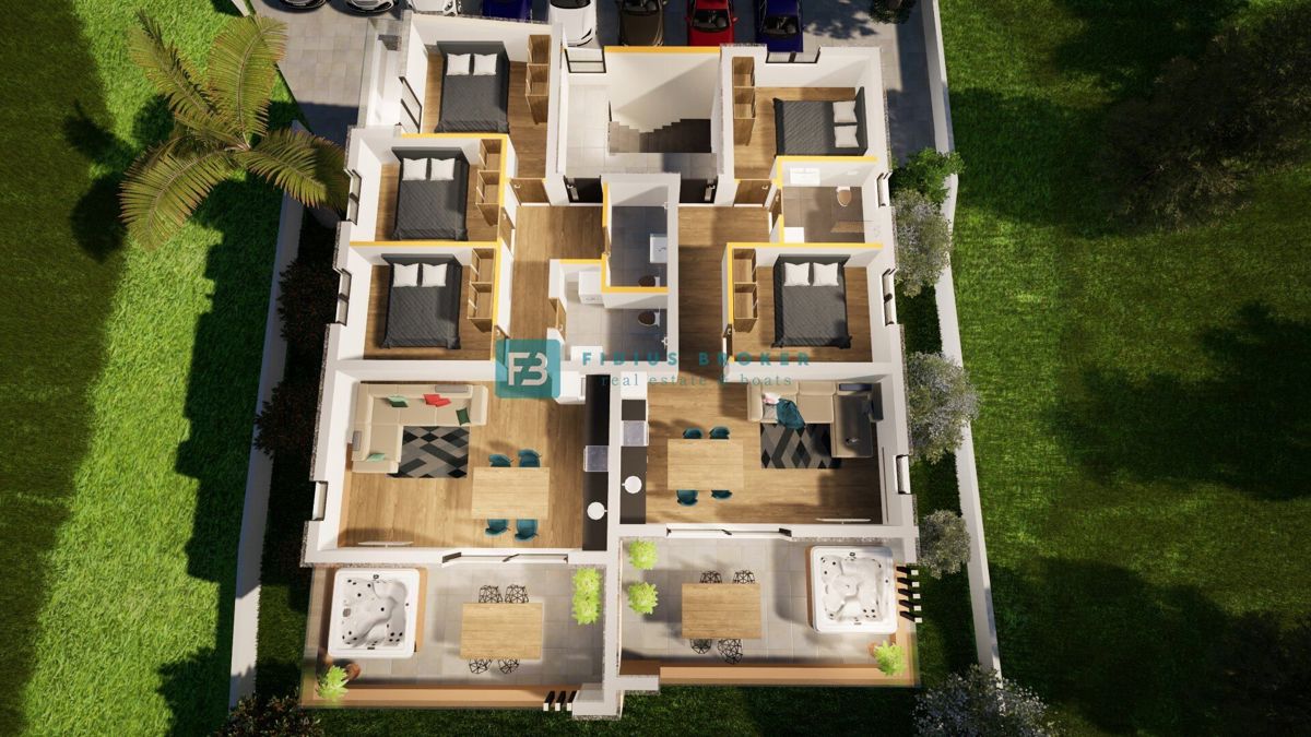 VODICE, novogradnja, 300 m od plaže, pritličje, vrt 134 m2