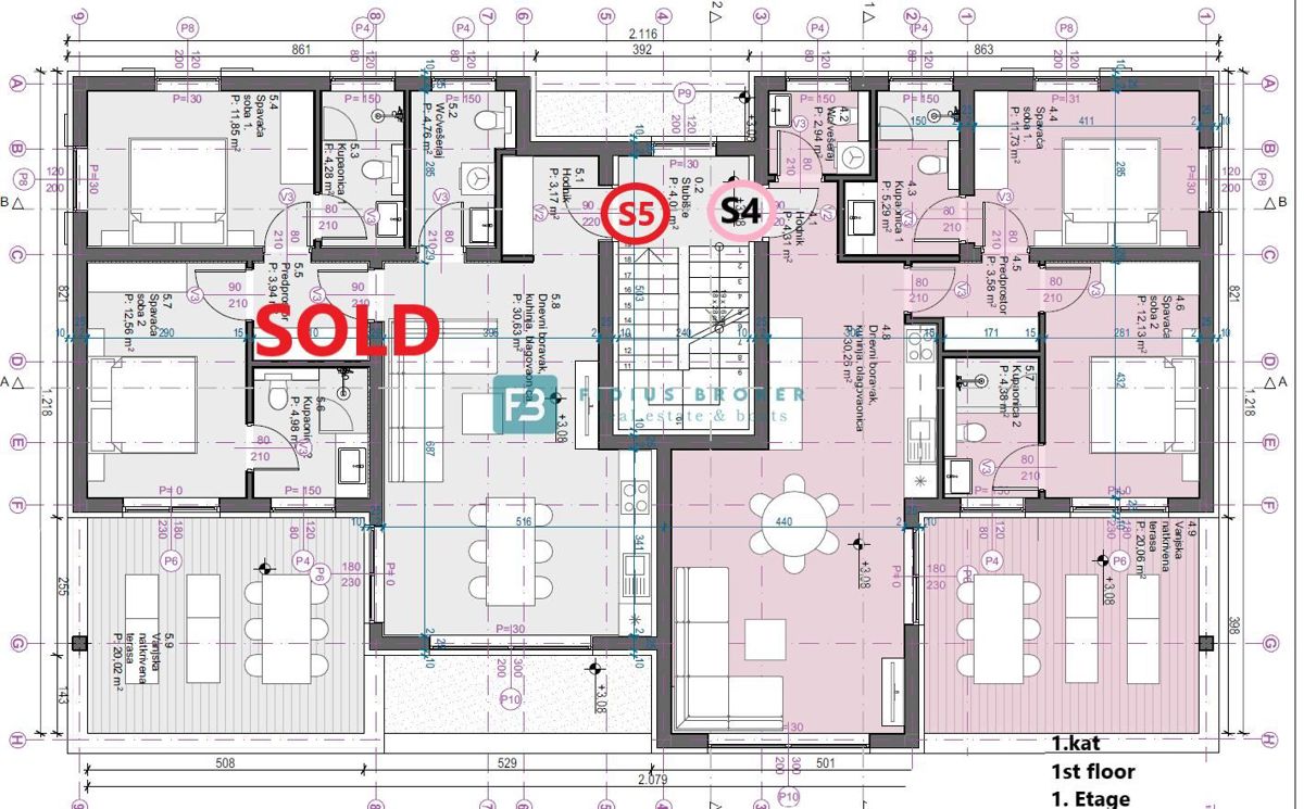 VODICE, novogradnja, 2. nad., pogled na morje, shramba, S6