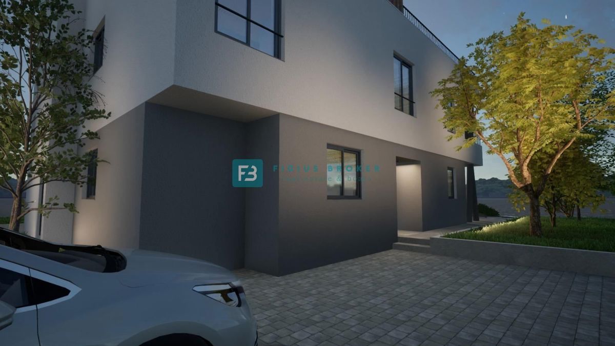 VODICE, novogradnja, dvoetažno stanovanje, pogled na morje, strešna terasa