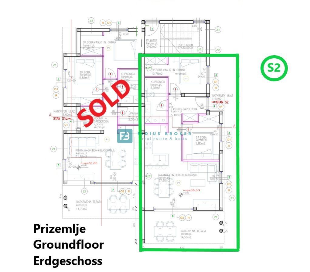 VODICE, novogradnja, dvoetažno stanovanje, pogled na morje, strešna terasa