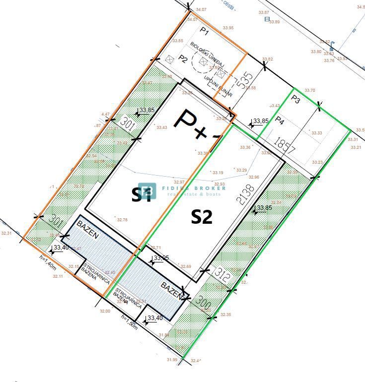 VODICE, novogradnja, pol samostojna hiša, bazen, dvorišče, 2 parkirni mesti