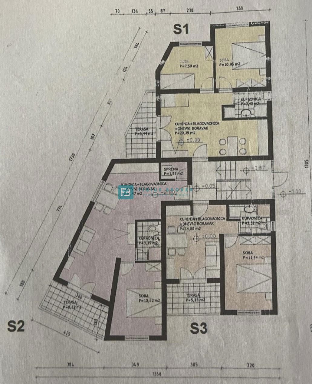 VODICE, opremljeno stanovanje, 2 spalnici, shramba, mirna lokacija