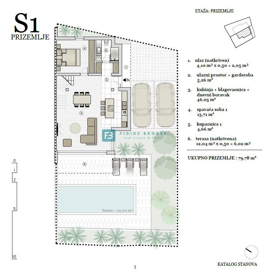 VODICE, nov projekt, luksuzno stanovanje, panoramski pogled na morje, bazen, strešna terasa, S2