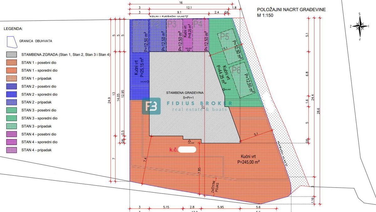 VODICE, novogradnja, pogled na morje, dvorišče 245 m2, 600 m do plaže