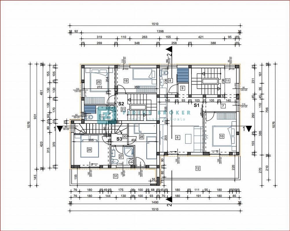 VODICE, nova, opremljena hiša, 2 ločena apartmaja, vrt, strešna terasa, jacuzzi