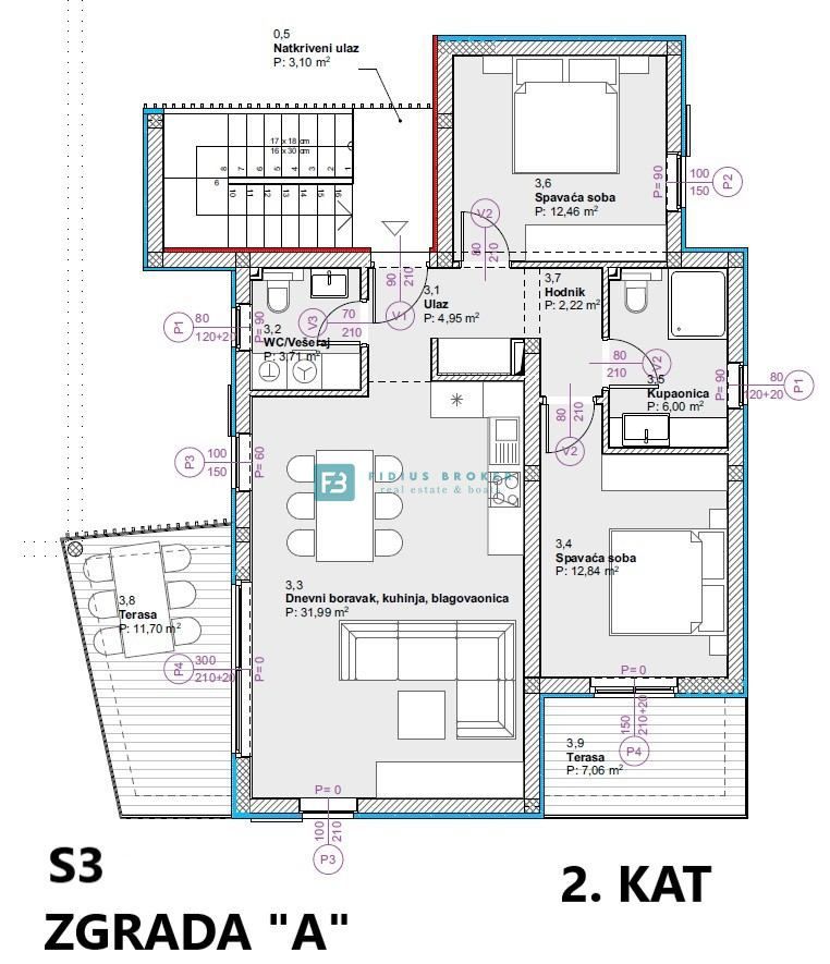 VODICE, novogradnja, vseljivo, 2. nadstropje, terasa, mirna lokacija