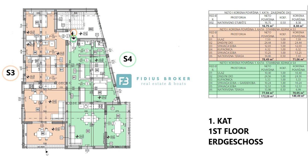 VODICE, novogradnja, moderno stanovanje, terasa, 2 spalnici