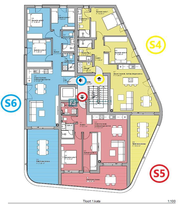 VODICE, novo, luksuzno stanovanje, vrhunska lokacija, 50 m do plaže, 1. nadstropje, terasa, dvigalo