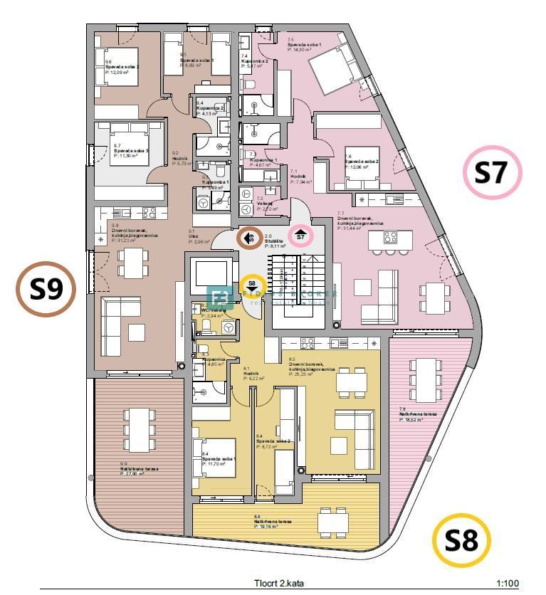 VODICE, novo, luksuzno stanovanje, vrhunska lokacija, 50 m do plaže, 1. nadstropje, terasa, dvigalo