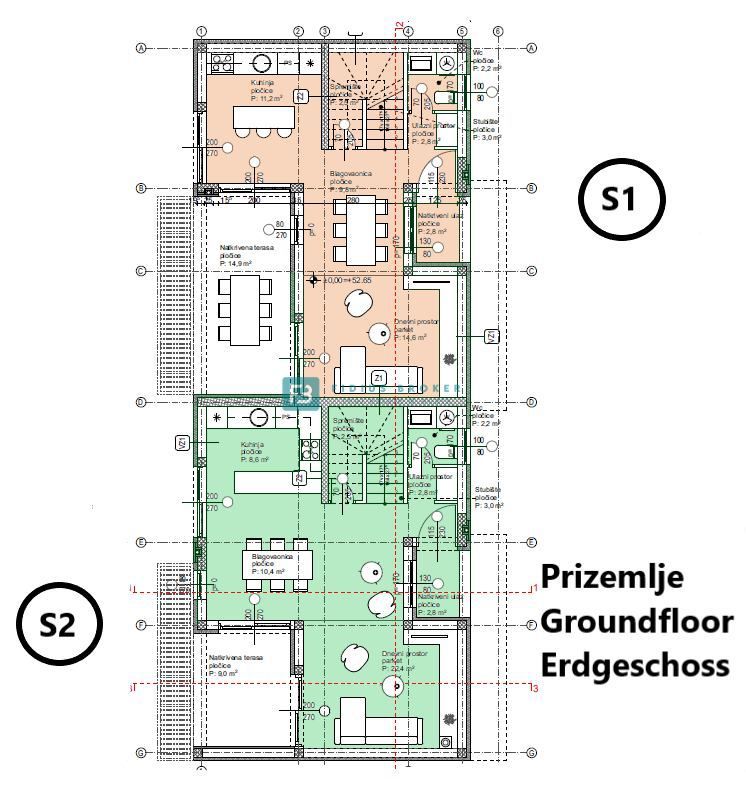 VODICE, novogradnja, pol samostojna hiša, panoramski razgled, bazen, strešna terasa