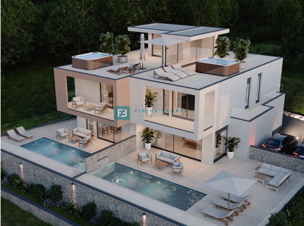 VODICE, nov projekt, luksuzno stanovanje, panoramski pogled na morje, bazen, strešna terasa, S1