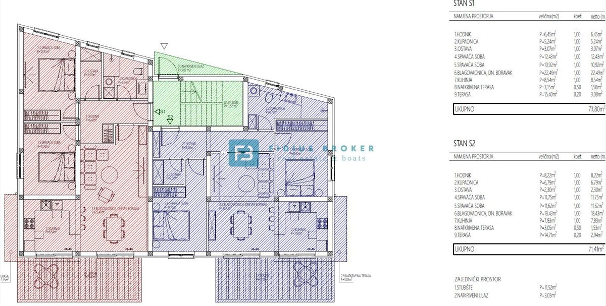VODICE, nov projekt, pritličje, vrt 14 m2, 2 spalnici, shramba