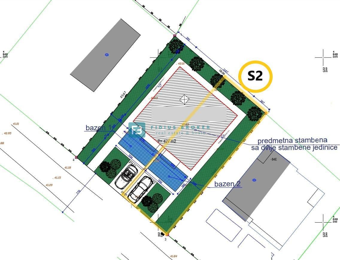 VODICE, novogradnja, družinska hiša, 2 ločena apartmaja, bazen, parkirišče
