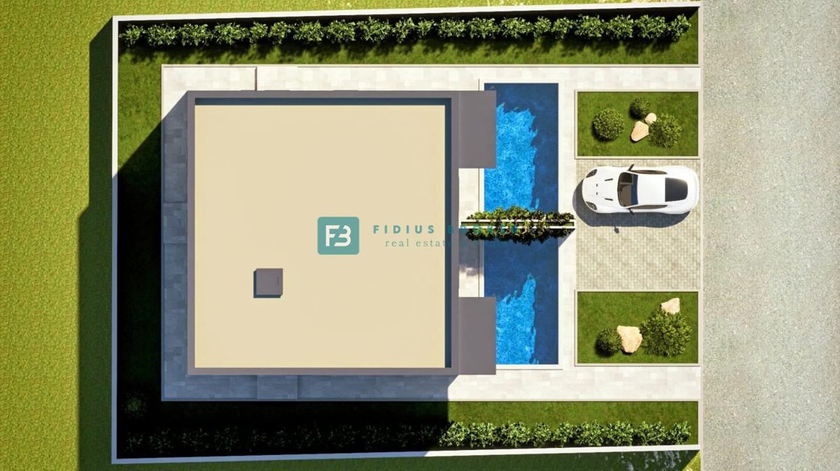 VODICE, novogradnja, družinska hiša, 2 ločena apartmaja, bazen, parkirišče