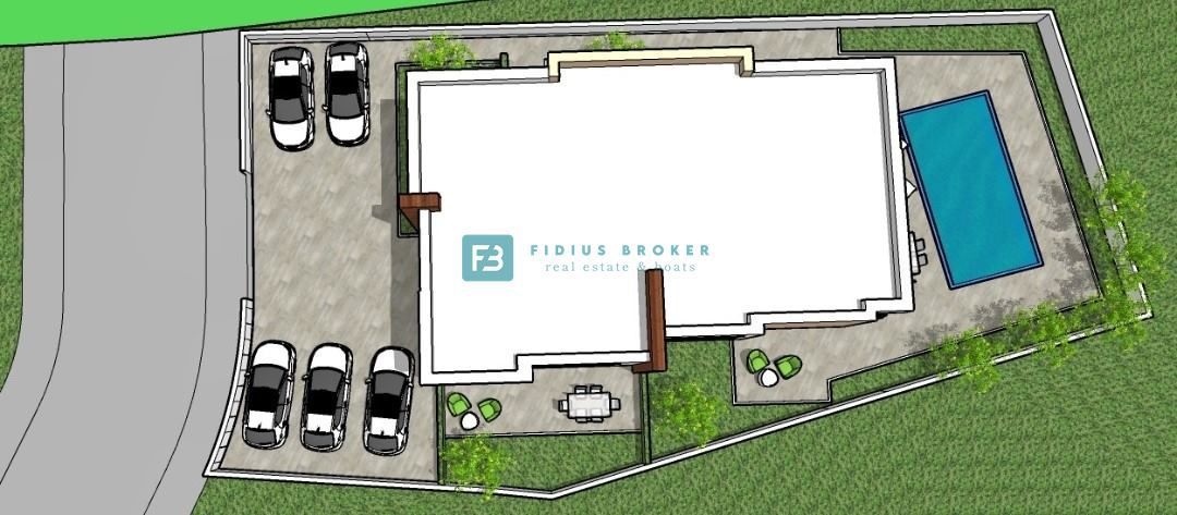 VODICE, novo, dvoetažno stanovanje, bazen, dvorišče 188 m2, 4 spalnice