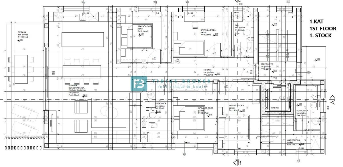 VODICE, novo, 2. nadstropje + strešna terasa, luksuzno stanovanje, 250 m od obale, panoramski pogled na morje