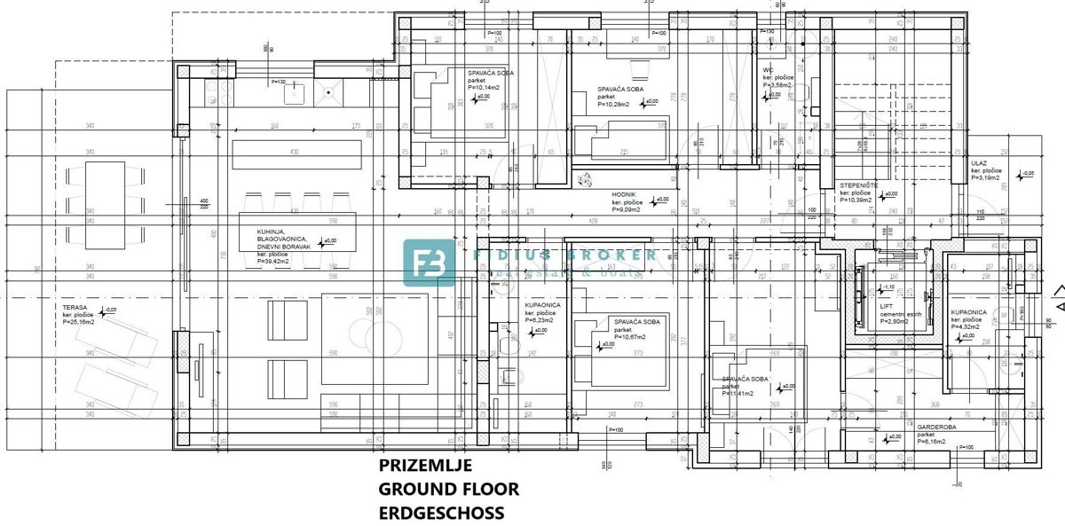 VODICE, novo, 2. nadstropje + strešna terasa, luksuzno stanovanje, 250 m od obale, panoramski pogled na morje